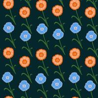 Floral pattern on a dark background. Flowers in a seamless pattern vector