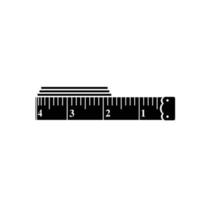 cinta medida negro y blanco plano icono. cinta medida para de coser silueta vector en blanco antecedentes. cinta medida vector ilustración. conjunto de de coser concepto. herramienta para sastres.