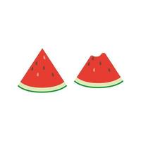 Cartoon sliced watermelon fruit. Different eating status. Isolated on white background, flat design, EPS10 vector