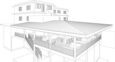 3D illustration of building project vector