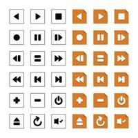 Editable Play Button Square Icons Collection Vector