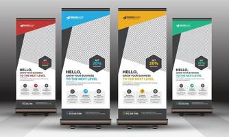 Corporate Roll Up Banner, Signage Design with Abstract Shapes for Commercial and Multipurpose Use vector