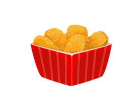 Cartoon chicken nuggets, fast food restaurant meal vector