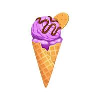 Cartoon ice cream waffle cone with cracker cookie vector