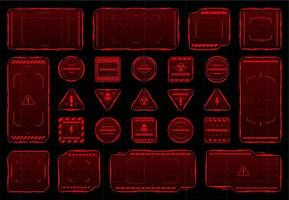 HUD danger and warning red interface frame boxes vector