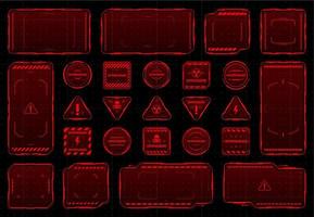 HUD danger and warning red interface frame boxes vector