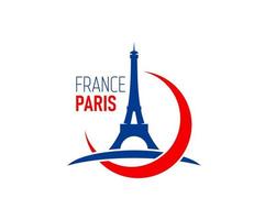 Paris Eiffel tower icon, France flag colors symbol vector