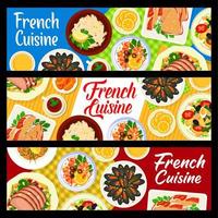 French cuisine banners, vector France meals food