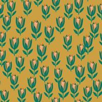 Cute tulip flower seamless pattern. Wildflower botanical design. Decorative floral ornament wallpaper. vector