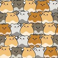 kawaii animals doodle set vector in a pattern