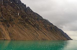 Barren Slopes Running Into an Aqua Sea photo