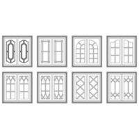 clásico ventanas conjunto gráfico negro blanco aislado bosquejo ilustración vector