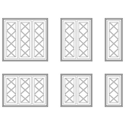 Classic windows set graphic black white isolated sketch illustration vector
