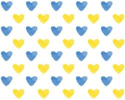 eamless pattern with blue and yellow hearts over white photo