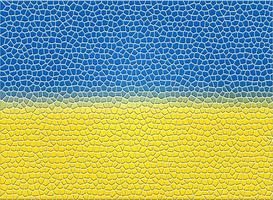 mosaic background with painted Ukrainian flag over white photo