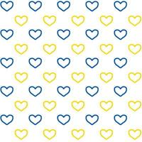 seamless pattern made of blue and yellow hearts on white photo