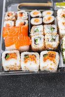 sushi rolls seafood meal food snack on the table copy space food background rustic top view photo