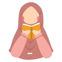 Muslim Girl Reading Book Illustration vector