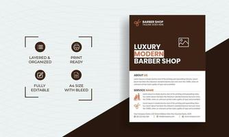 Barber shop flyer template. Price list and special offer poster design vector