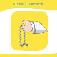 Cute Islamic image flashcards. Islamic flashcards collections. Colorful printable flashcards for preschool Educational printable game cards. Vector illustration.