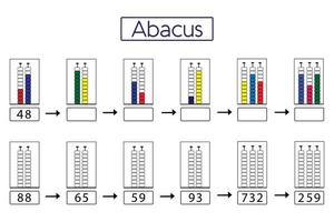Abacus game to count numbers. kids kindergarten abacus learning Workbook for kids. vector