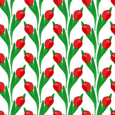 Seamless pattern with red tulips vector illustration