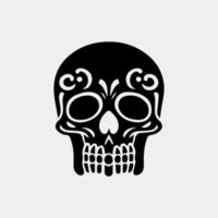 Vector icon set of decorated skull - tradition in Mexico, black icons isolated on white