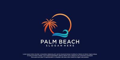 Palm trees emblems combination palm tree and beach logo travel company travel agency vector