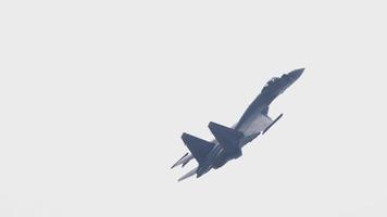 NOVOSIBIRSK, RUSSIAN FEDERATION JULY 28, 2019 - Russian Falcons aerobatic team by Sukhoi SU 35 Flanker E. Airshow at the Mochische aerodrome UNNM video