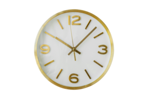 Golden wall clock isolated on a transparent background png