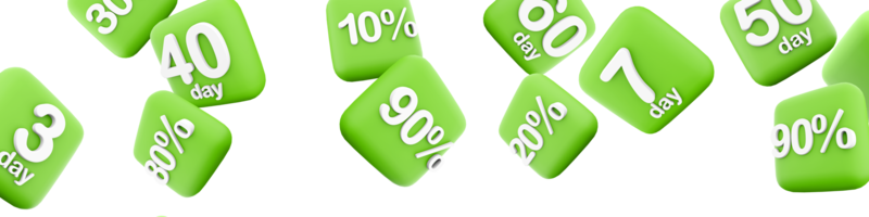 3d rendering 80 percent different positions icon set. 3d render reduction in the price of goods icon set. 80 percent. png