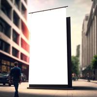 Blank billboard located in street for advertising mockup design. Realistic frame with copy space. vector illustration. AI Generative photo