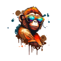 coloré singe singe ouvrages d'art illustration T-shirt conception, transparent arrière-plan, ai généré png