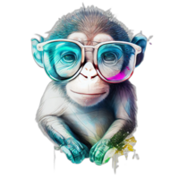 colorida macaco macaco obra de arte ilustração camiseta projeto, transparente fundo, ai gerado png