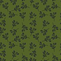 Simple branches with leaves seamless pattern. Organic endless background. Decorative forest leaf endless wallpaper. vector