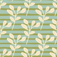 Simple branches with leaves seamless pattern. Organic endless background. Decorative forest leaf endless wallpaper. vector