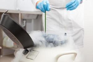 Liquid nitrogen cryogenic tank at life sciences laboratory photo