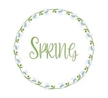 Snowdrops hand drawn flower wreath. Spring is coming. Snowdrop day. Design Element for Spring Holidays Greeting Cards, Invitations vector