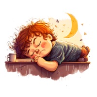 cute kid sleeping free illustration png