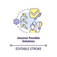 Uncover possible solutions concept icon. Build strategy. Structure of case study abstract idea thin line illustration. Isolated outline drawing. Editable stroke vector