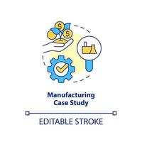 Manufacturing case study concept icon. Industrial processes analytics abstract idea thin line illustration. Isolated outline drawing. Editable stroke vector