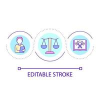 Law regulation loop concept icon. Judicial system controlling business. Legal case in court abstract idea thin line illustration. Isolated outline drawing. Editable stroke vector