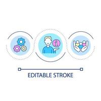 Information support providing loop concept icon. Access to data sources for team. Info center work abstract idea thin line illustration. Isolated outline drawing. Editable stroke vector