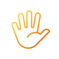 Hand with splayed fingers pixel perfect gradient linear vector icon. Non verbal communication. Body language. Thin line color symbol. Modern style pictogram. Vector isolated outline drawing