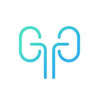 Kidneys pixel perfect gradient linear ui icon. Organ transplantation. Checkup of urinary system. Line color user interface symbol. Modern style pictogram. Vector isolated outline illustration