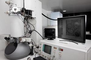 Electron microscope in a scientific laboratory used for diagnosis and research. photo