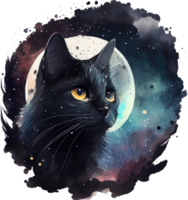 himmlisch schwarz Katze Aquarell png