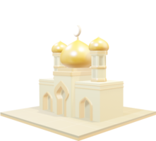 3d yellow dome mosque png