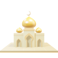 3d yellow dome mosque png