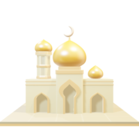 3d yellow dome mosque png